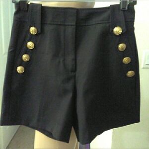 NWOT WHITE HOUSE/BLACK MARKET DRESSY High-Waist Shorts Gold Buttons SZ.0 SHARP!